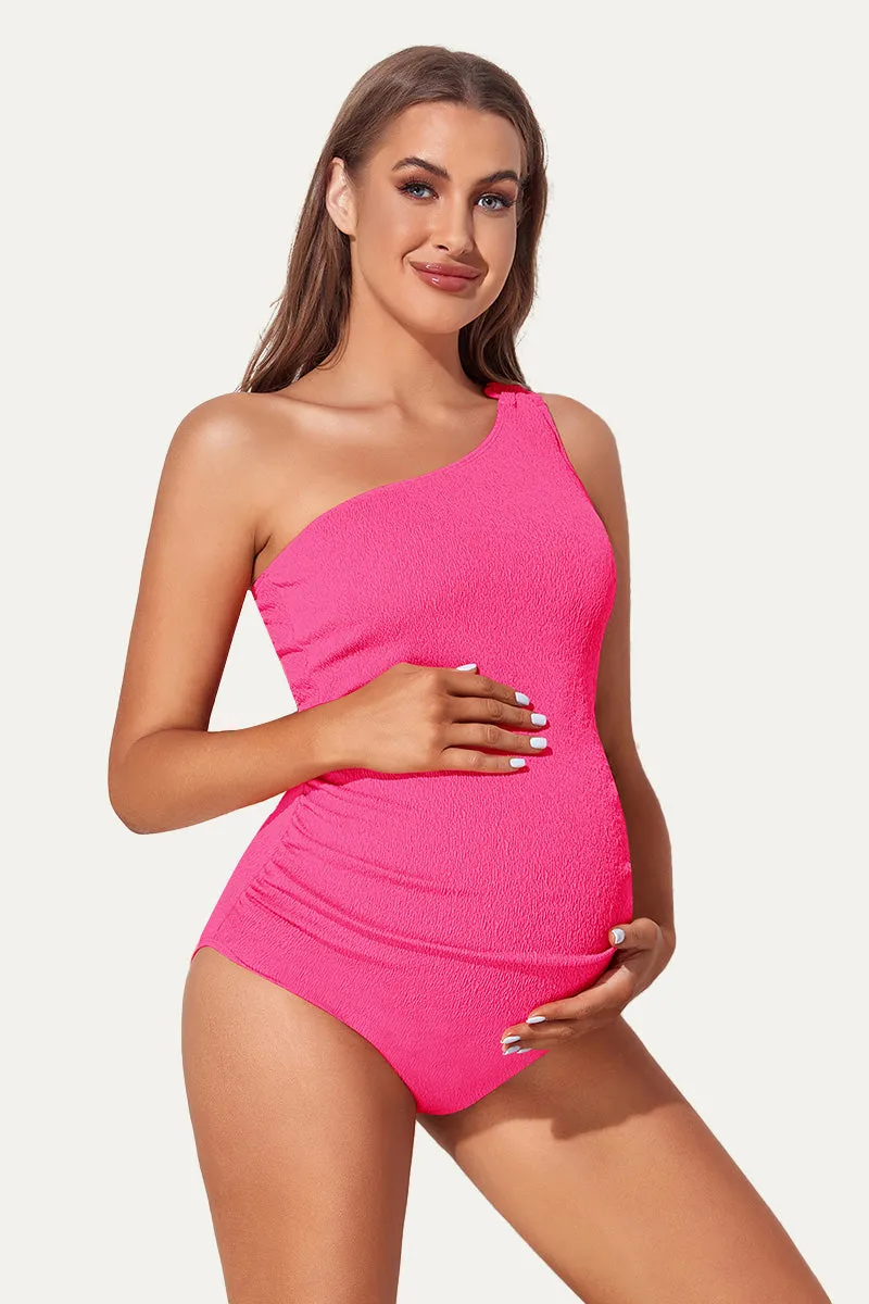 Maternity One Shoulder Ring Linked Swimsuit | One Piece Bathing Suit