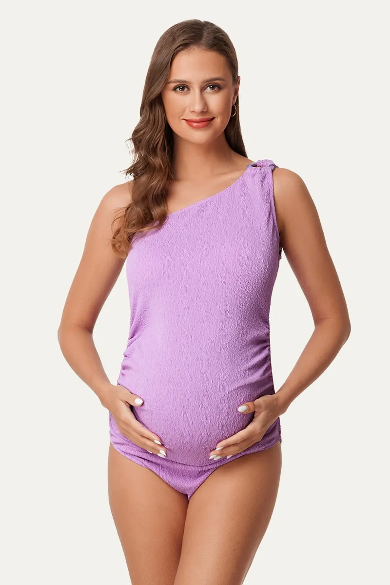 Maternity One Shoulder Ring Linked Swimsuit | One Piece Bathing Suit