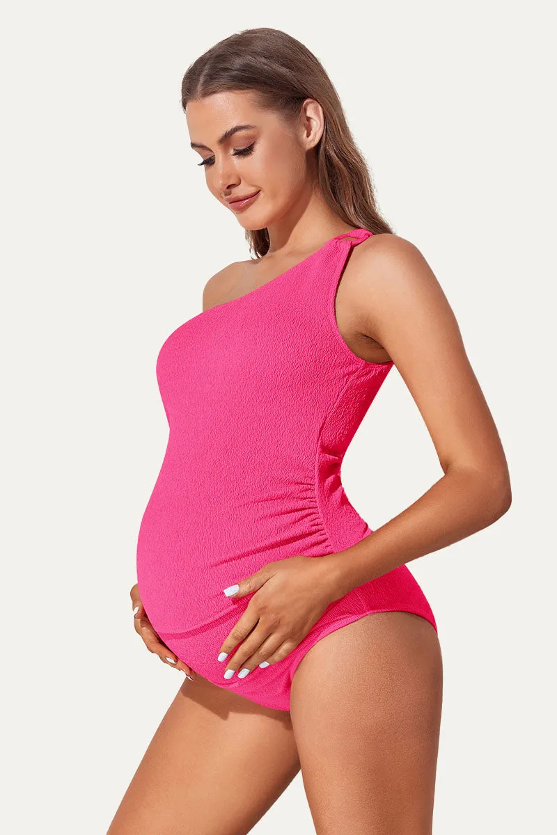 Maternity One Shoulder Ring Linked Swimsuit | One Piece Bathing Suit