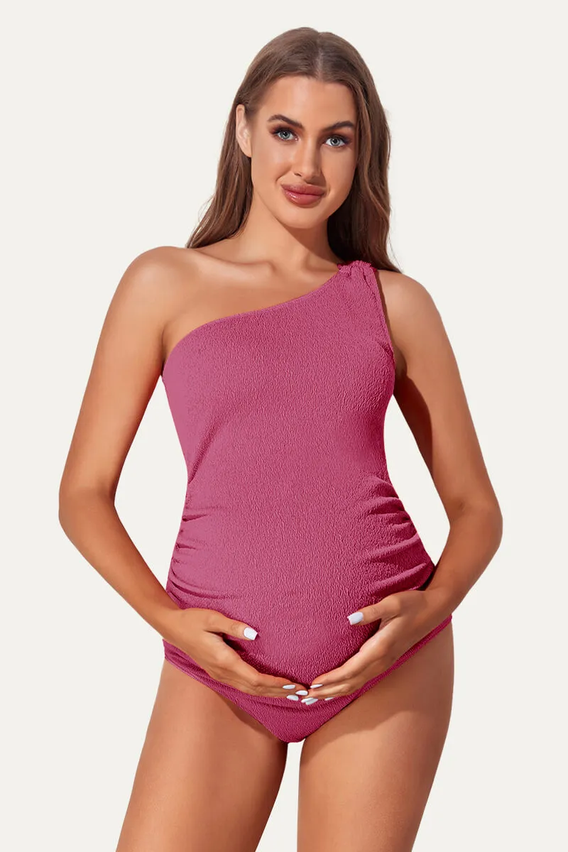Maternity One Shoulder Ring Linked Swimsuit | One Piece Bathing Suit