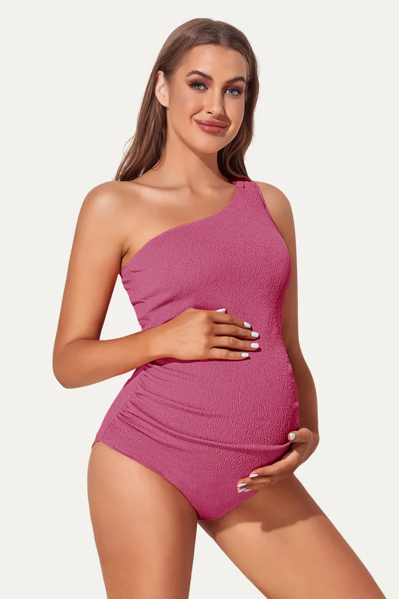 Maternity One Shoulder Ring Linked Swimsuit | One Piece Bathing Suit
