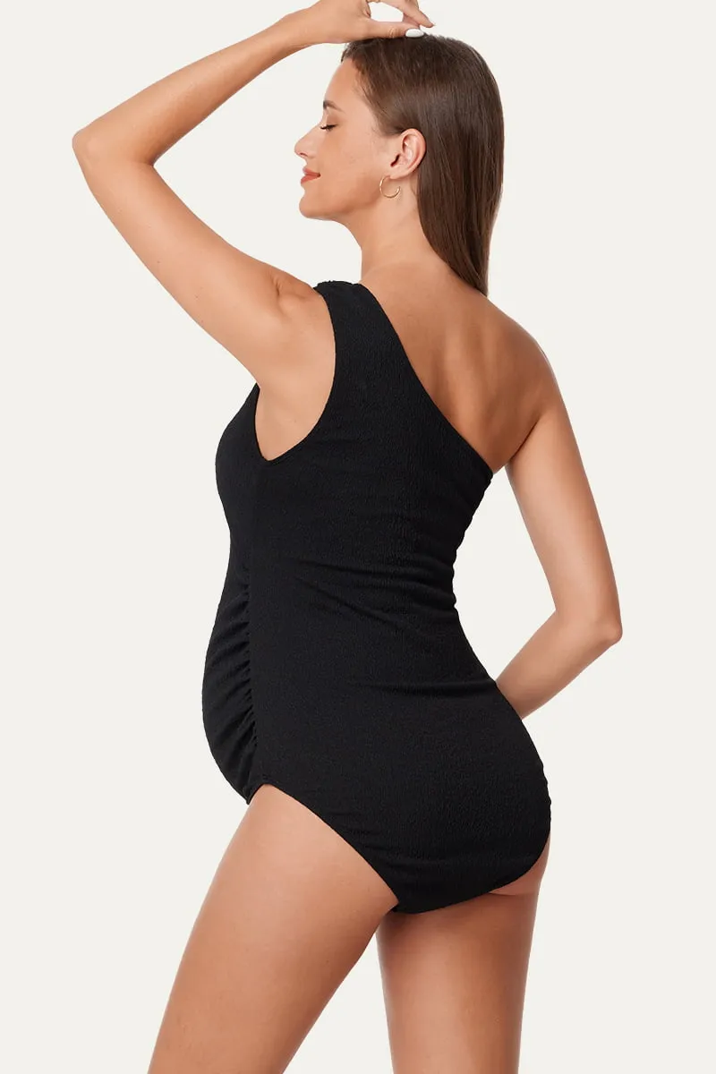 Maternity One Shoulder Ring Linked Swimsuit | One Piece Bathing Suit