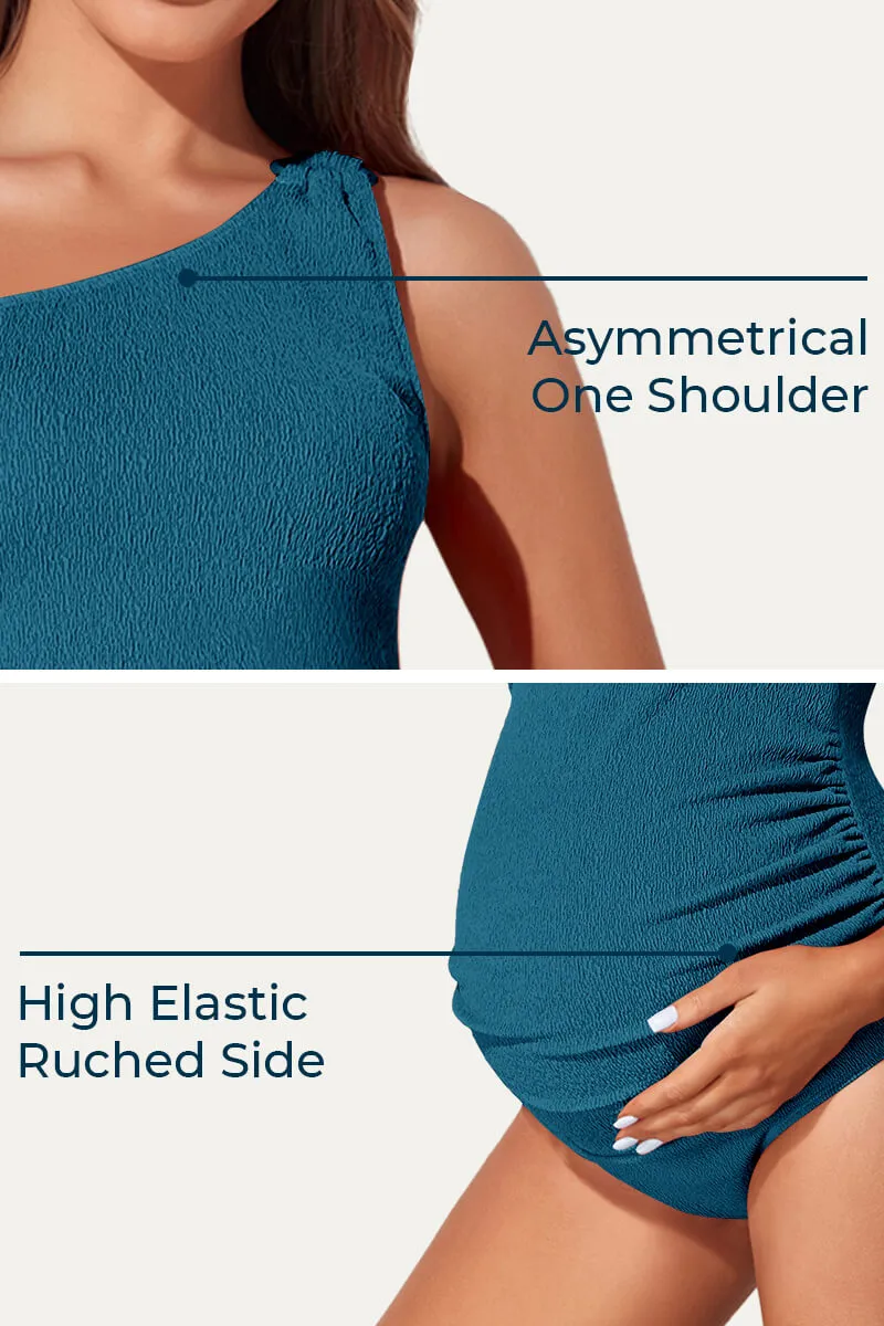 Maternity One Shoulder Ring Linked Swimsuit | One Piece Bathing Suit
