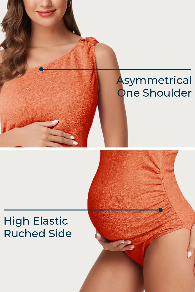 Maternity One Shoulder Ring Linked Swimsuit | One Piece Bathing Suit