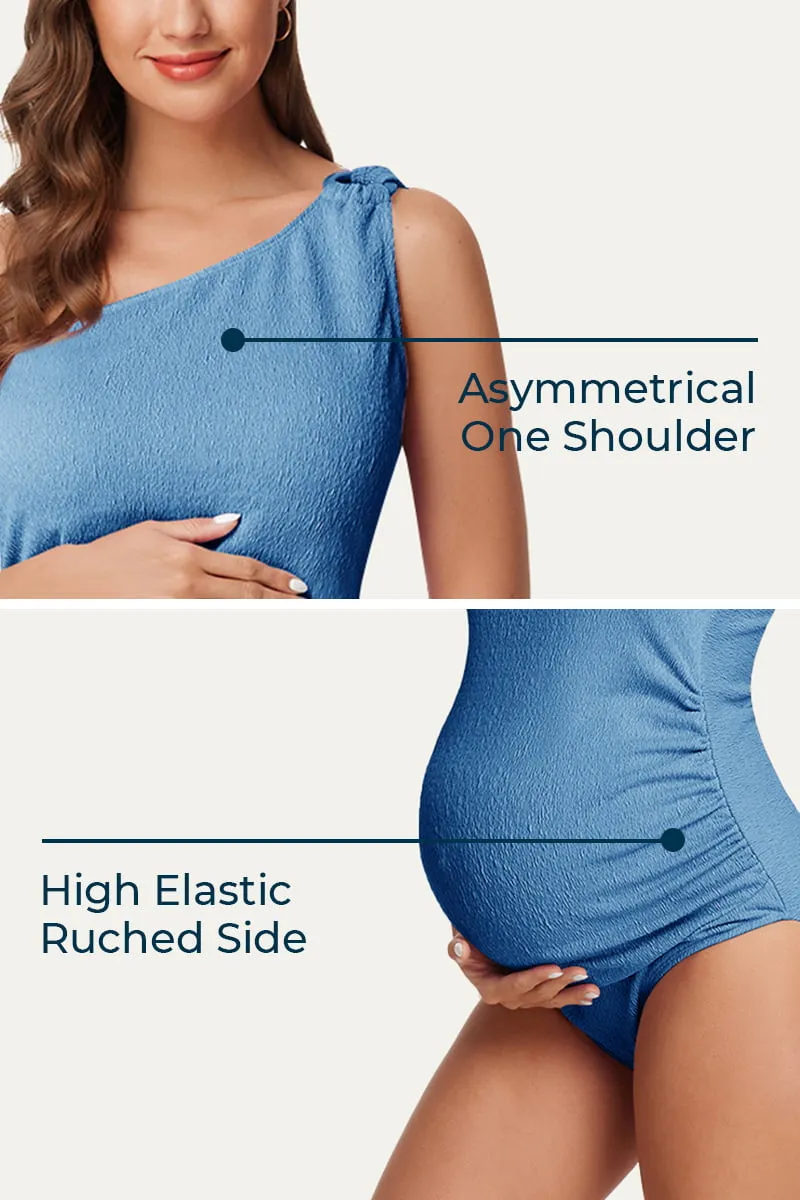 Maternity One Shoulder Ring Linked Swimsuit | One Piece Bathing Suit
