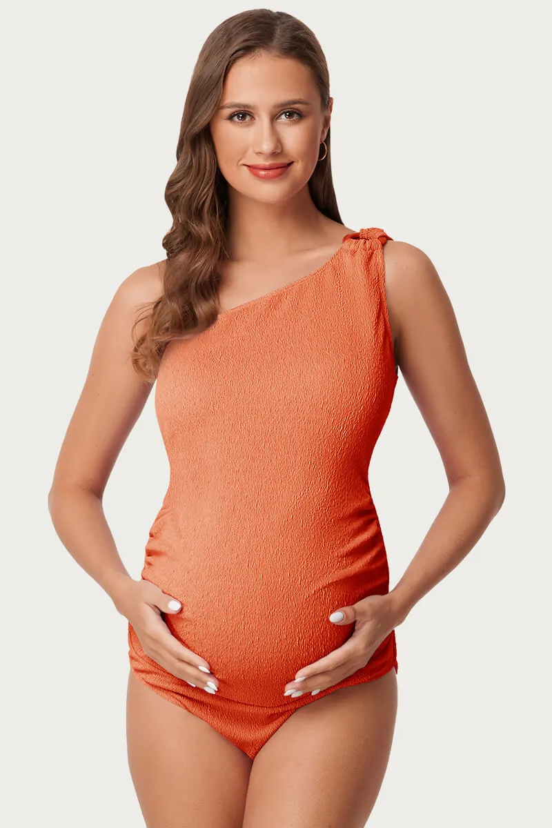 Maternity One Shoulder Ring Linked Swimsuit | One Piece Bathing Suit