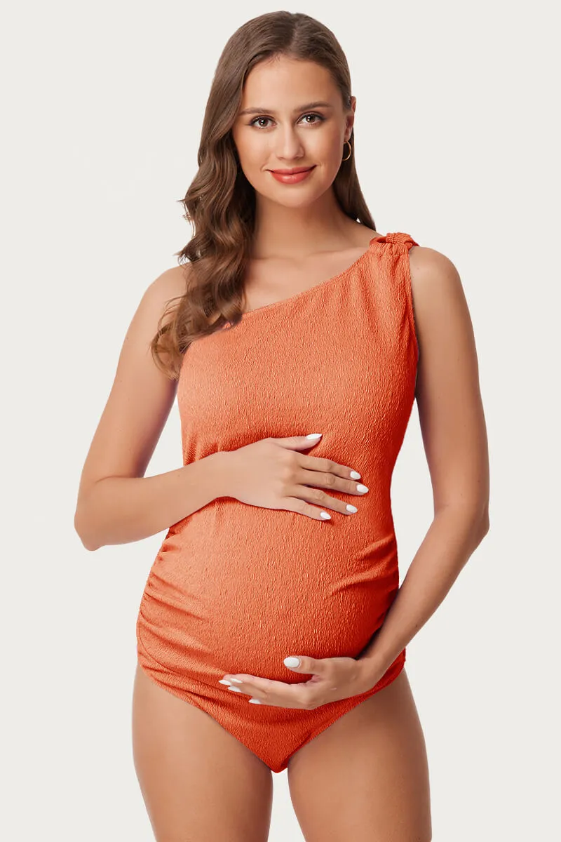 Maternity One Shoulder Ring Linked Swimsuit | One Piece Bathing Suit