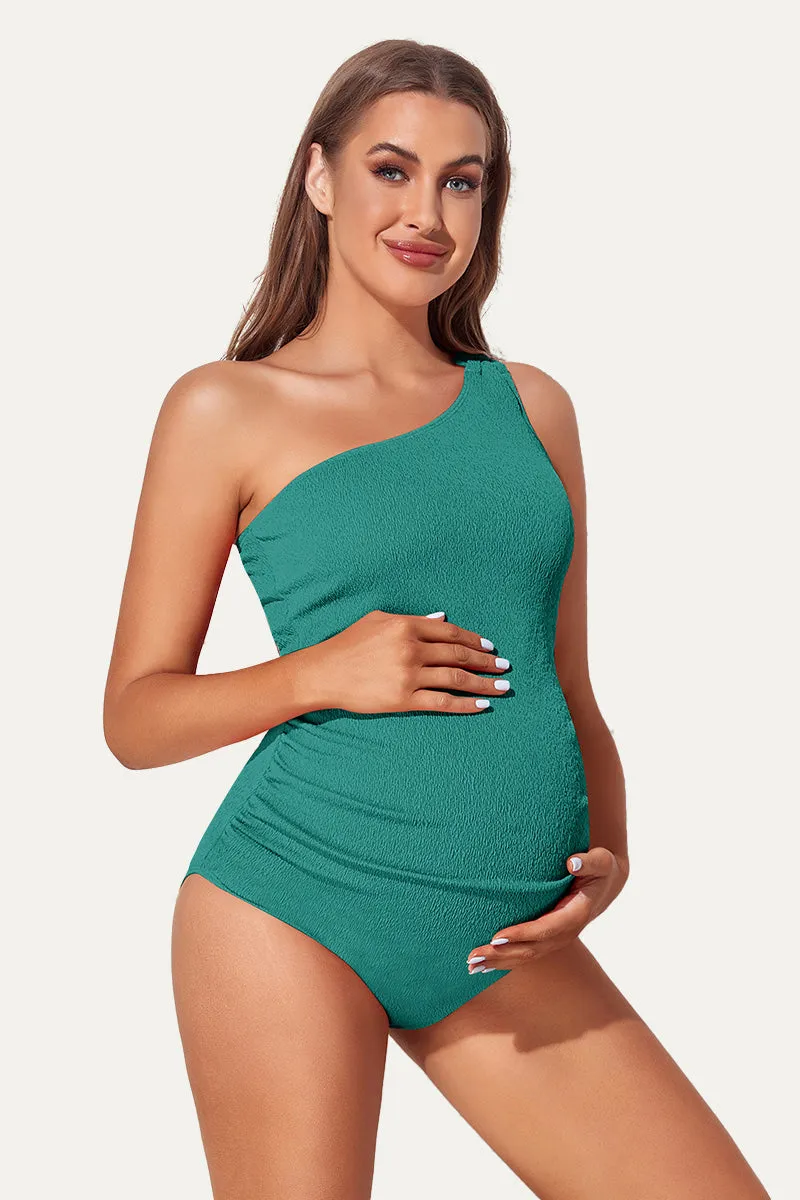 Maternity One Shoulder Ring Linked Swimsuit | One Piece Bathing Suit
