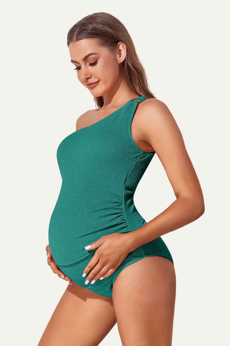 Maternity One Shoulder Ring Linked Swimsuit | One Piece Bathing Suit