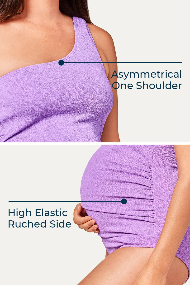Maternity One Shoulder Ring Linked Swimsuit | One Piece Bathing Suit