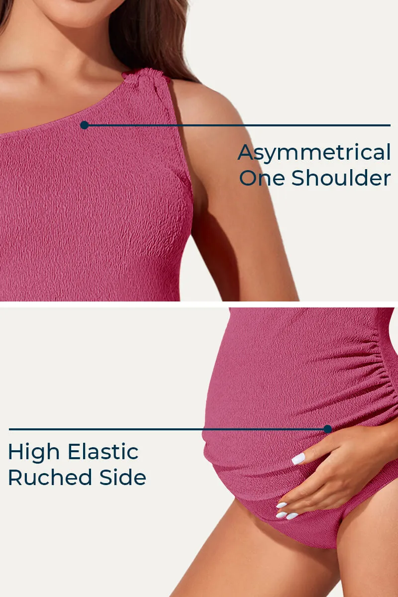 Maternity One Shoulder Ring Linked Swimsuit | One Piece Bathing Suit