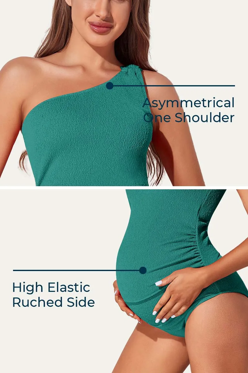 Maternity One Shoulder Ring Linked Swimsuit | One Piece Bathing Suit
