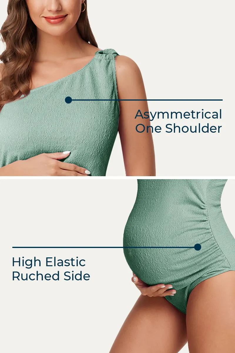 Maternity One Shoulder Ring Linked Swimsuit | One Piece Bathing Suit