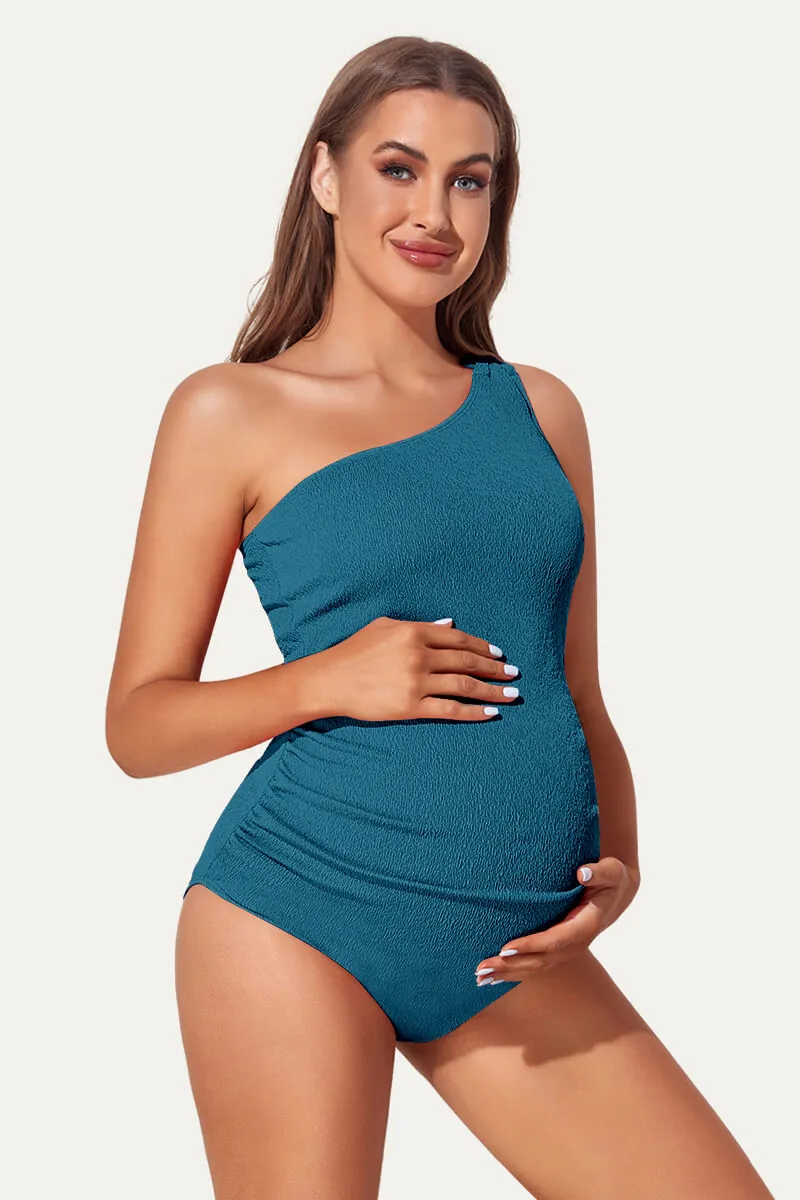 Maternity One Shoulder Ring Linked Swimsuit | One Piece Bathing Suit