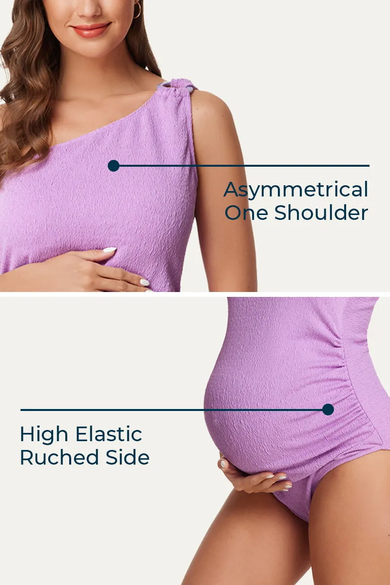 Maternity One Shoulder Ring Linked Swimsuit | One Piece Bathing Suit