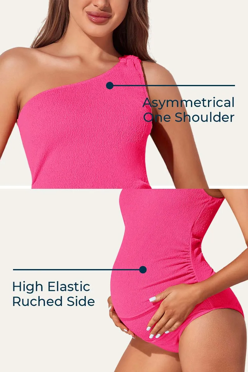 Maternity One Shoulder Ring Linked Swimsuit | One Piece Bathing Suit