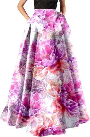 Maxi Skirt for Women Floral Print High Waist Boho Skirts 2025 Summer Beach Long Skirt Robe Loose Dress with Pockets