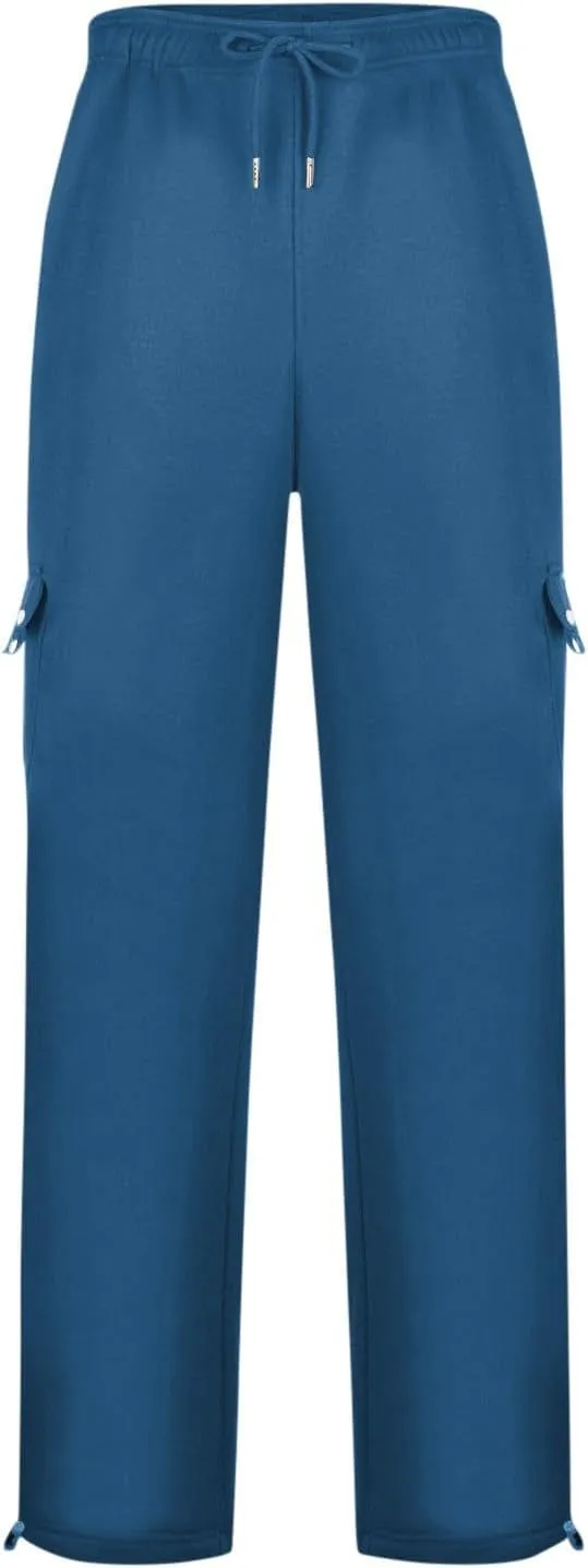 Men Cargo Pants Baggy Stretch Drawstring Elastic Waist Jogger Sweatpant Regular Wide Leg Sport Trousers with Pockets