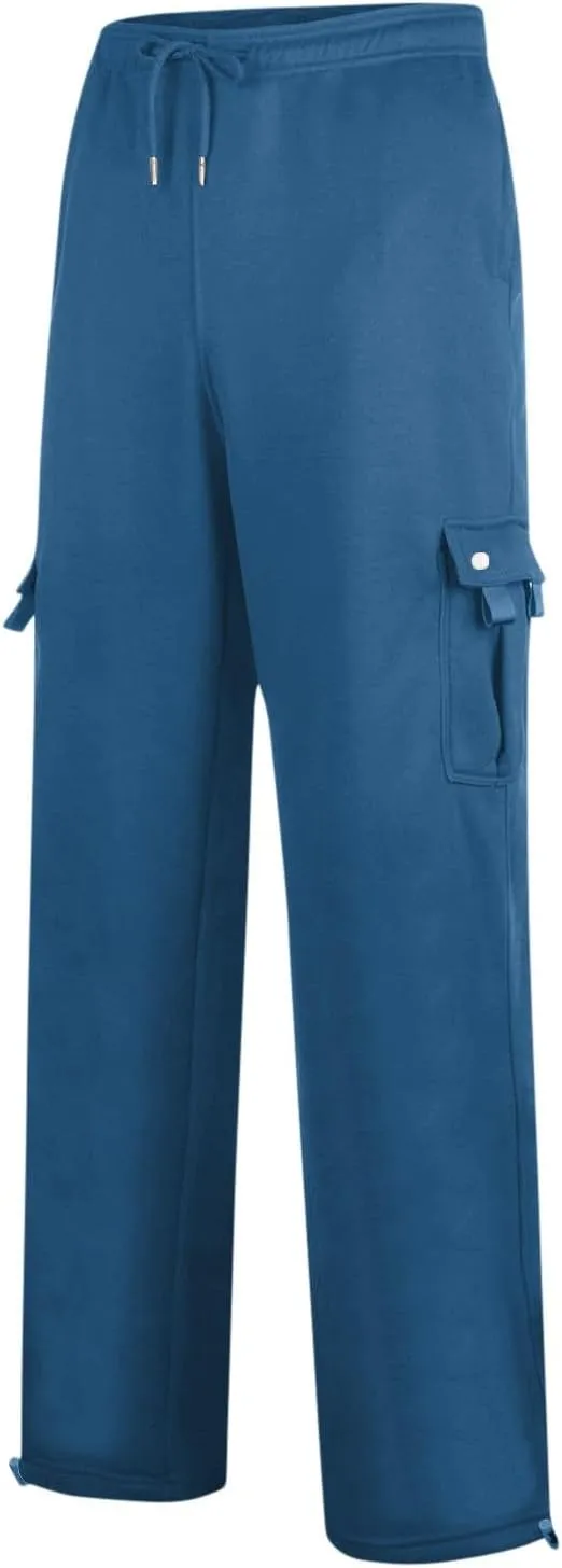 Men Cargo Pants Baggy Stretch Drawstring Elastic Waist Jogger Sweatpant Regular Wide Leg Sport Trousers with Pockets