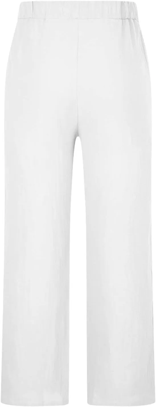 Mens Beach Linen Pants Coconut Tree Print Casual Loose Hawaiian Pants Baggy Lightweight Summer Trousers with Pockets