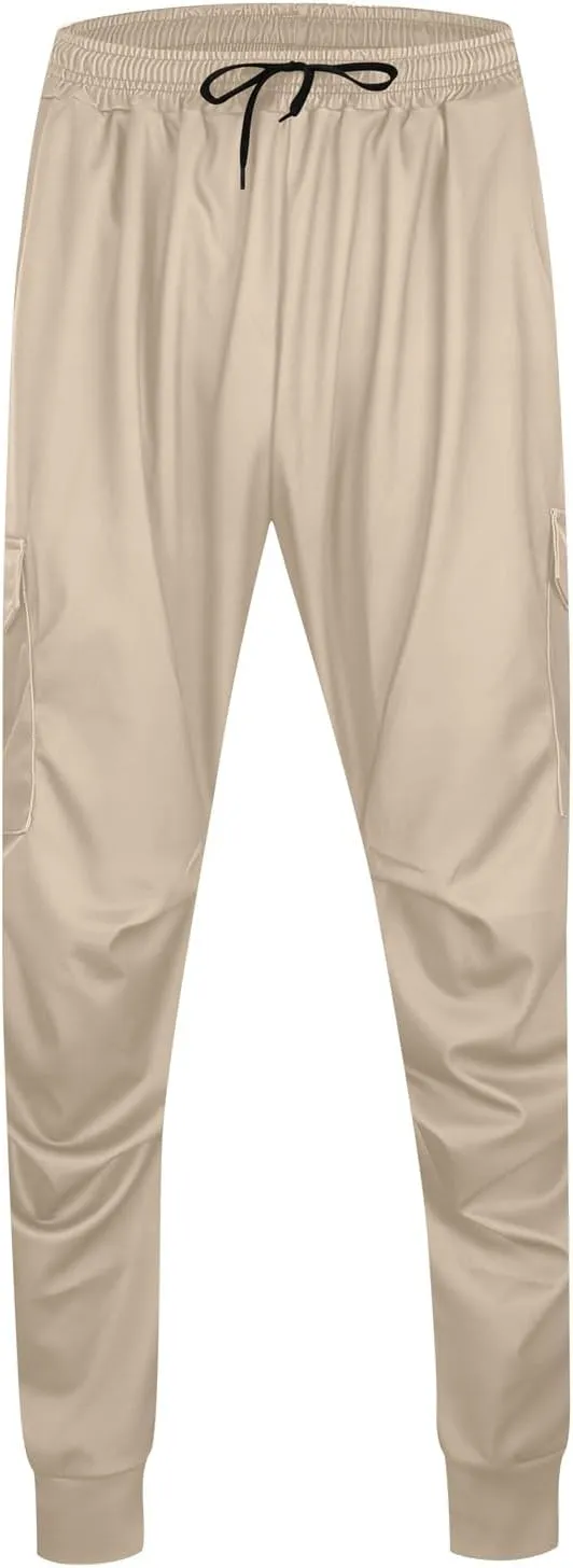 Mens Cargo Pants Relaxed Fit Elastic Waist Plus Size Tapered Lounge Sweatpants Casual Lightweight Athletic Jogging Trousers