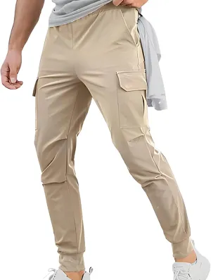 Mens Cargo Pants Relaxed Fit Elastic Waist Plus Size Tapered Lounge Sweatpants Casual Lightweight Athletic Jogging Trousers