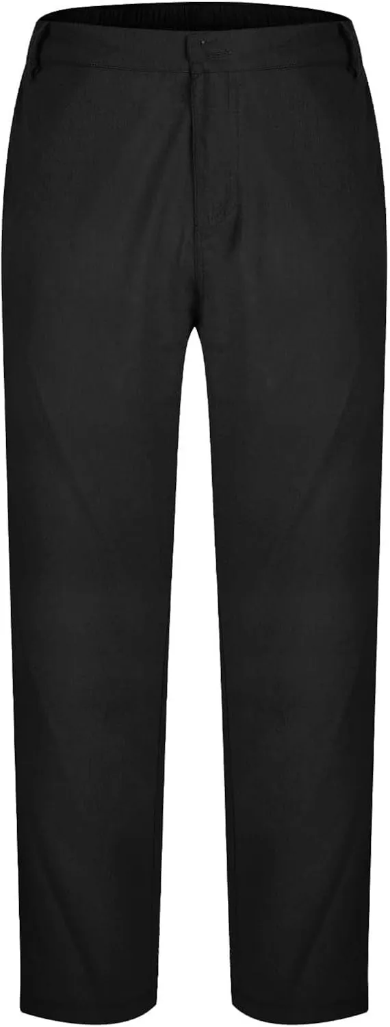 Men's Casual Linen Cotton Pants Elastic Waist Summer Beach Trousers Lightweight Yoga Vacation Pants Long Trousers
