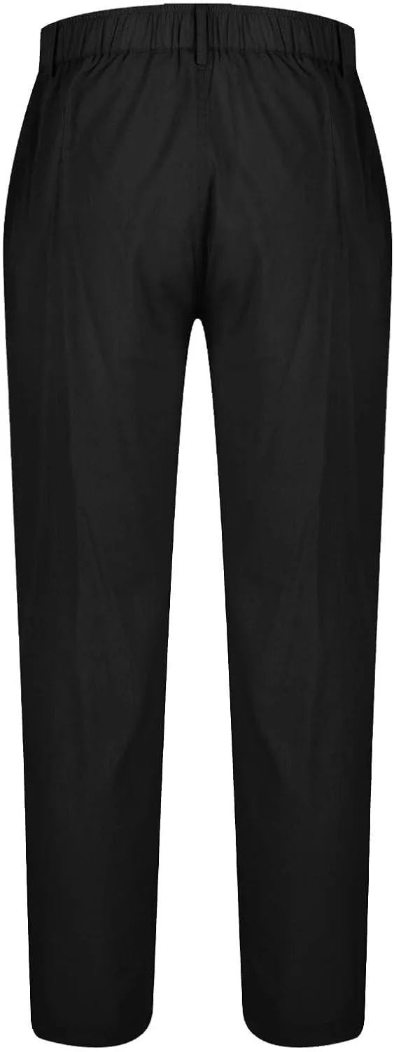Men's Casual Linen Cotton Pants Elastic Waist Summer Beach Trousers Lightweight Yoga Vacation Pants Long Trousers