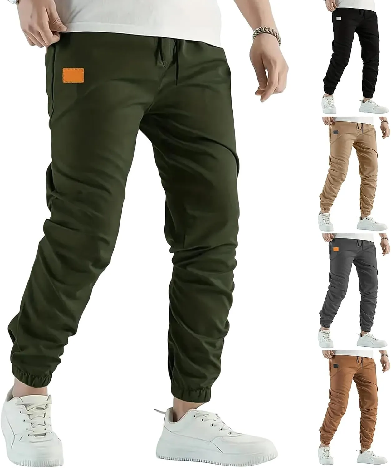 Mens Casual Linen Pants Elastic Waist Drawstring Pants Solid Color Lightweight Linen Trousers Beach Summer