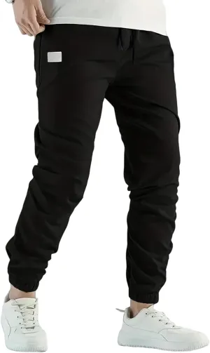 Mens Casual Linen Pants Elastic Waist Drawstring Pants Solid Color Lightweight Linen Trousers Beach Summer
