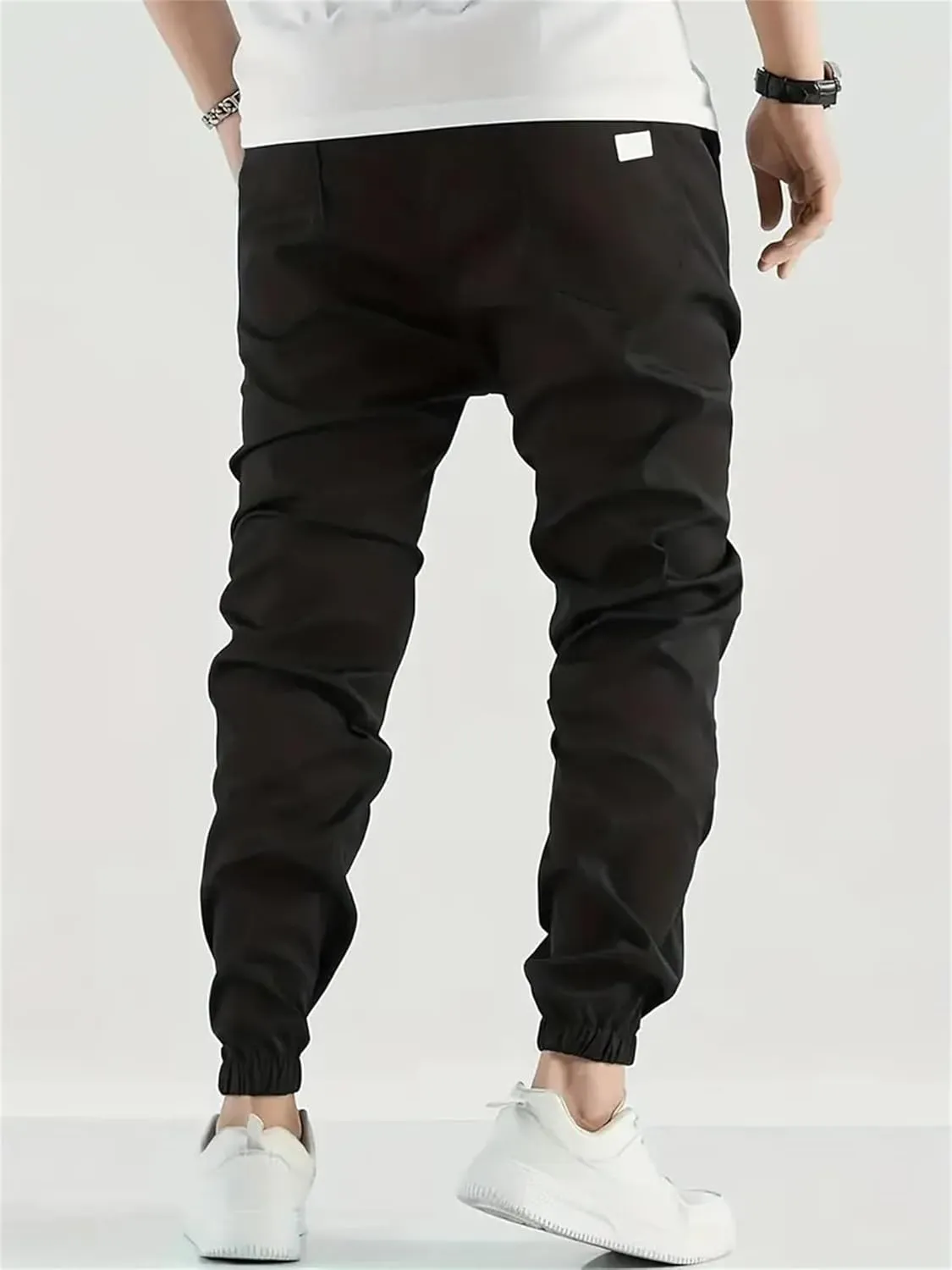 Mens Casual Linen Pants Elastic Waist Drawstring Pants Solid Color Lightweight Linen Trousers Beach Summer