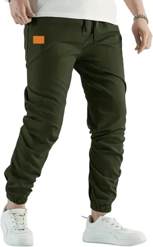 Mens Casual Linen Pants Elastic Waist Drawstring Pants Solid Color Lightweight Linen Trousers Beach Summer