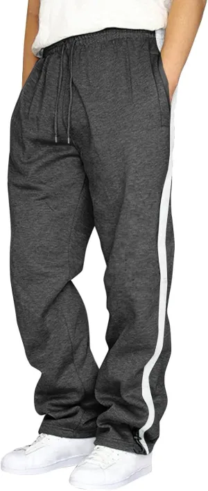 Mens Casual Pants Fashion Sport Cargo Sweatpants Lightweight Workout Athletic Pants Open Bottom Joggers with Pockets