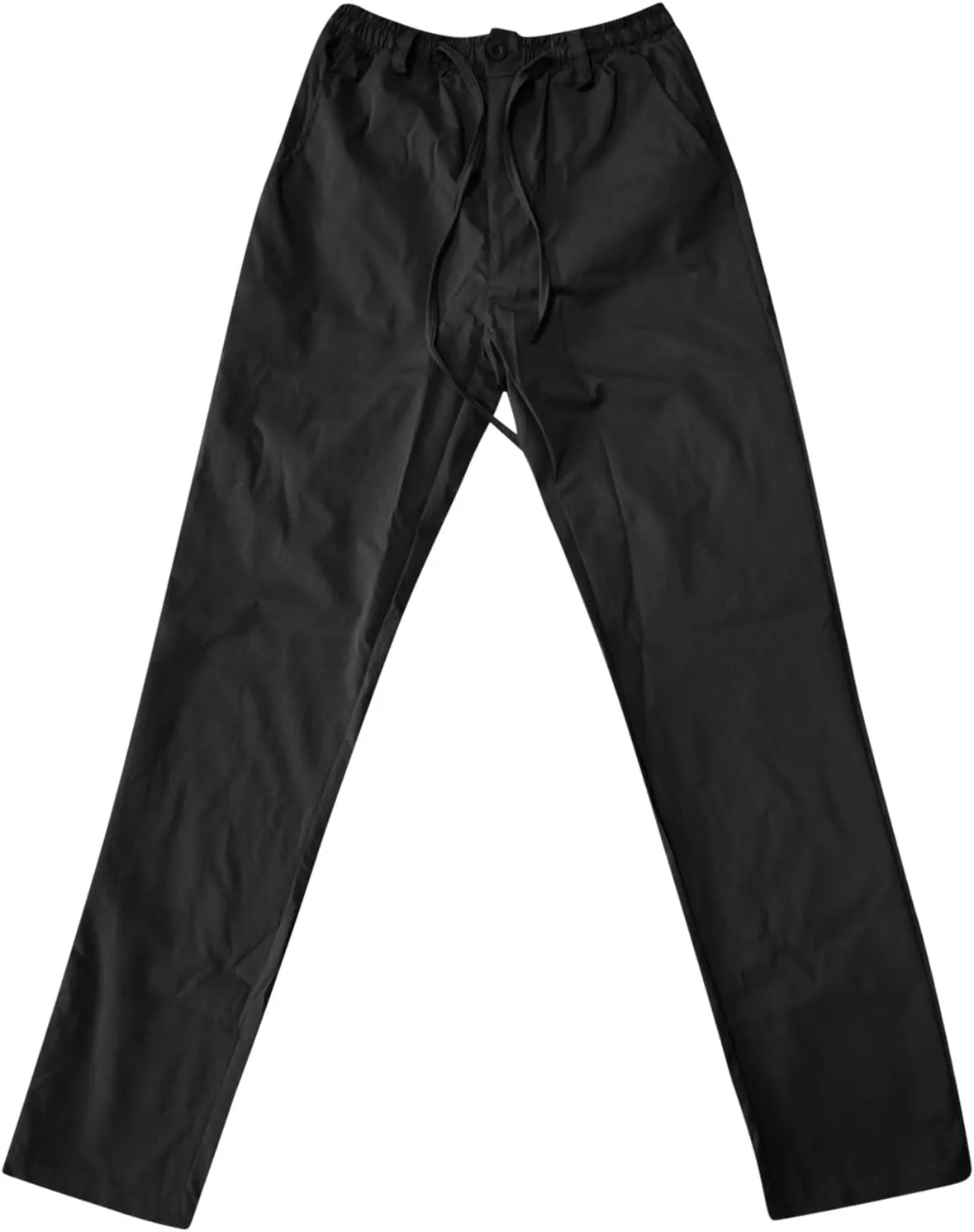 Men's Drawstring Linen Pants Casual Summer Beach Loose Straight Leg Solid Color Trousers