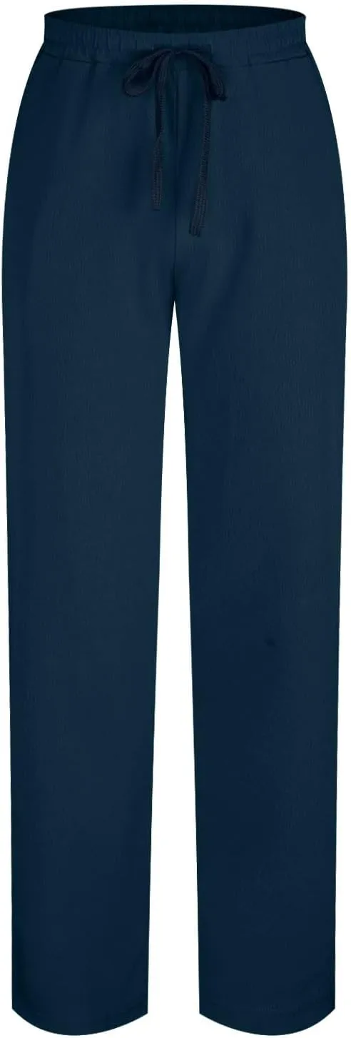 Men's Elastic Waist Drawstring Straight Pants Lightweight Casual Solid Yoga Trousers Lounge Wide Legs Joggers Trouser