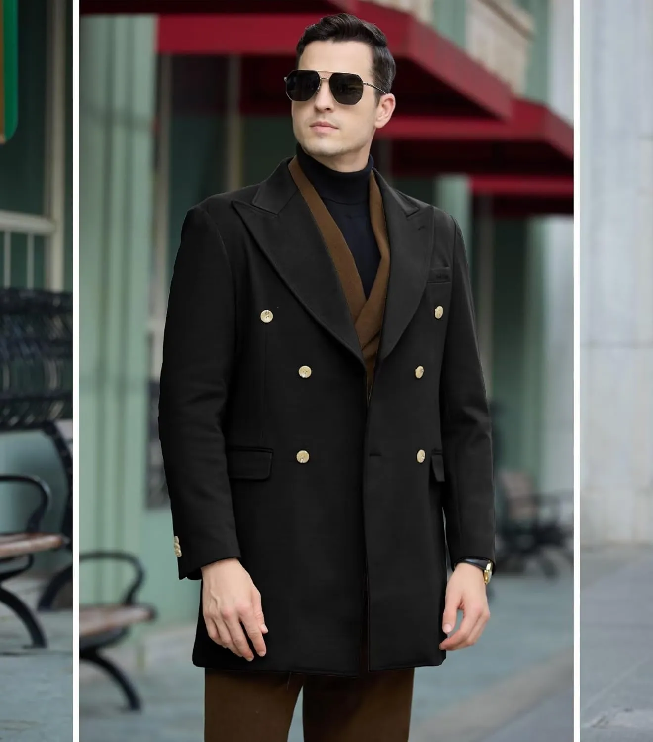 Mens Winter Jacket Trench Coats for Men Long Jackets Warm Peacoat Men's Double Breasted Overcoat