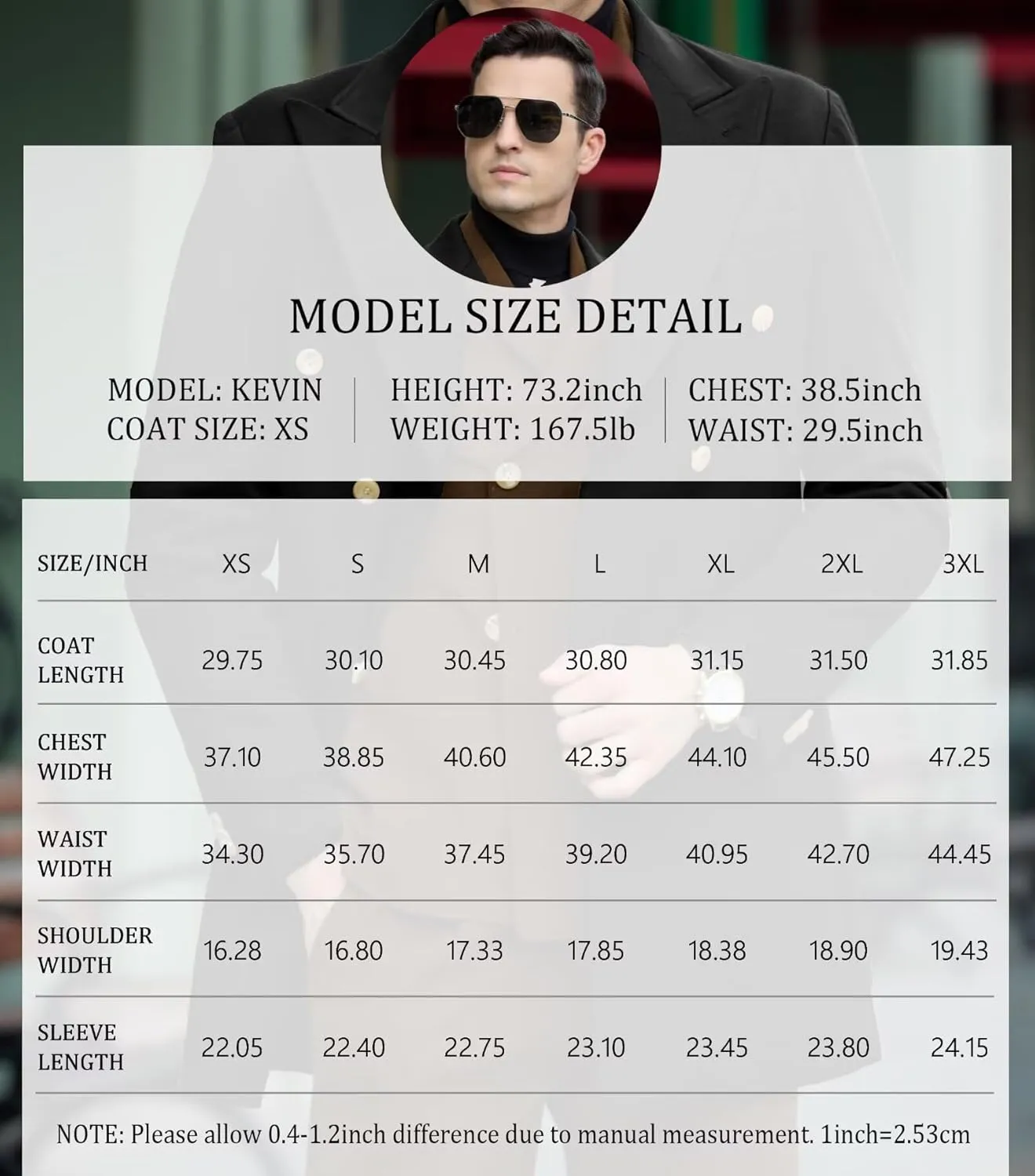 Mens Winter Jacket Trench Coats for Men Long Jackets Warm Peacoat Men's Double Breasted Overcoat