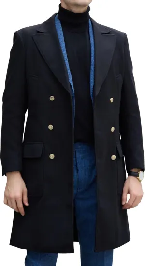 Mens Winter Jacket Trench Coats for Men Long Jackets Warm Peacoat Men's Double Breasted Overcoat