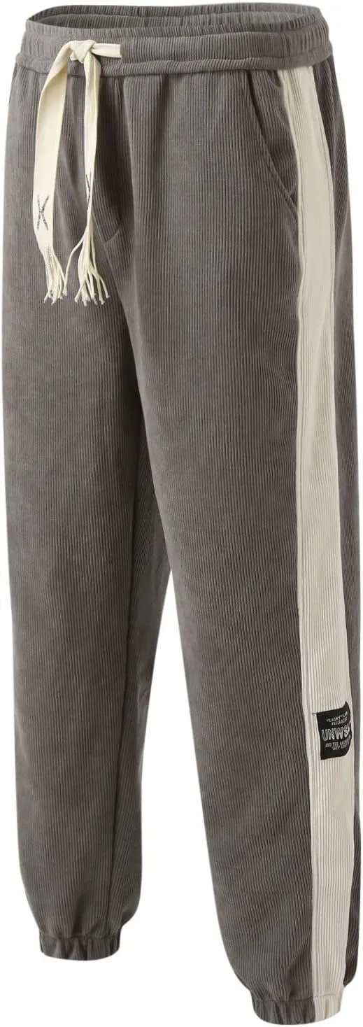 Mens Workout Cargo Sweatpants Casual Pants Slim fit with Zipper Pockets Men's Fleece Lined Pants Water Resistant Warm