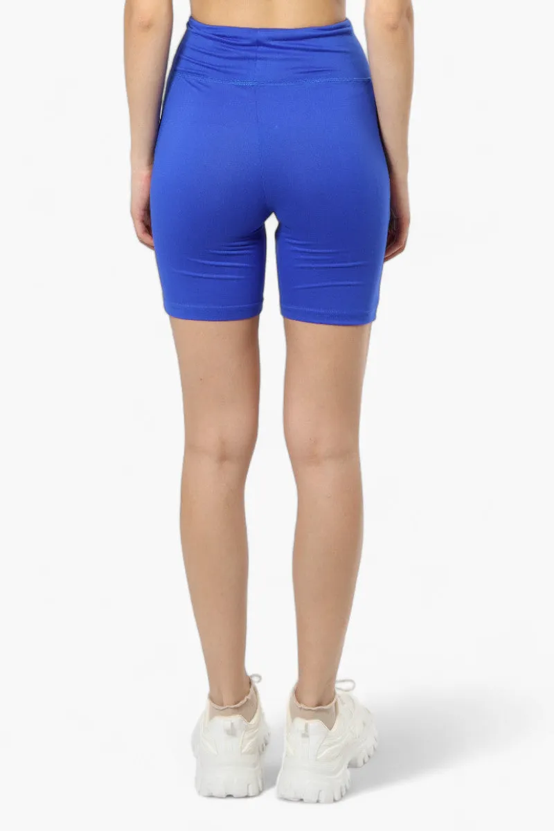 Mikk High Waisted Biker Shorts - Blue