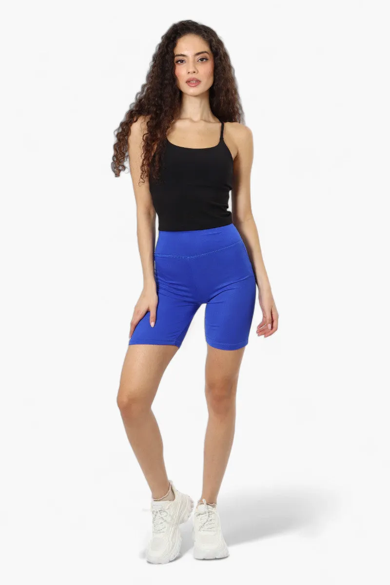 Mikk High Waisted Biker Shorts - Blue