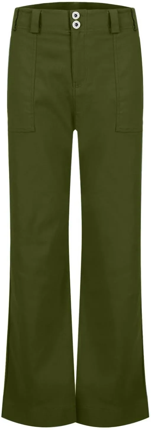 NBXNZWF Women's Wide Leg Pants Causal Stretch Twill High Waisted Chino Pants Comfy Slim Fit Dress Y2K Pants with Pockets