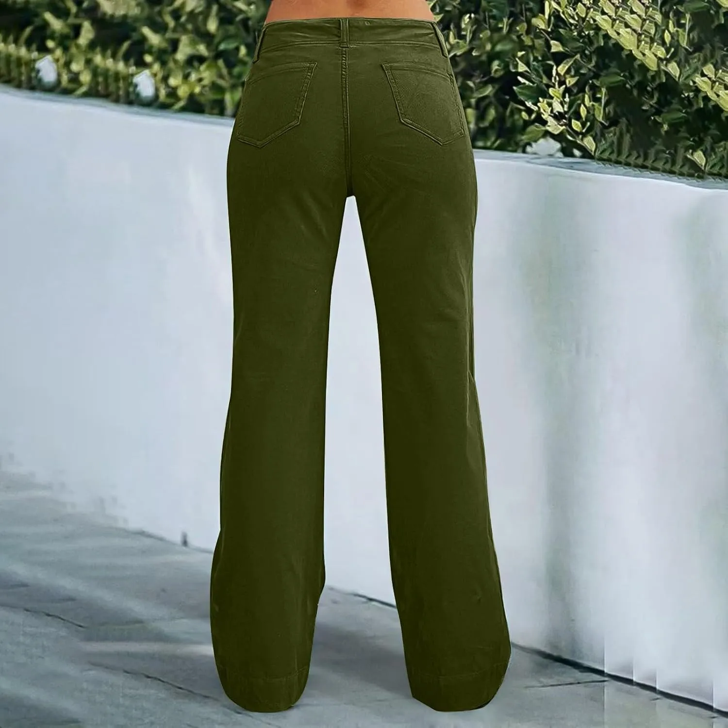 NBXNZWF Women's Wide Leg Pants Causal Stretch Twill High Waisted Chino Pants Comfy Slim Fit Dress Y2K Pants with Pockets