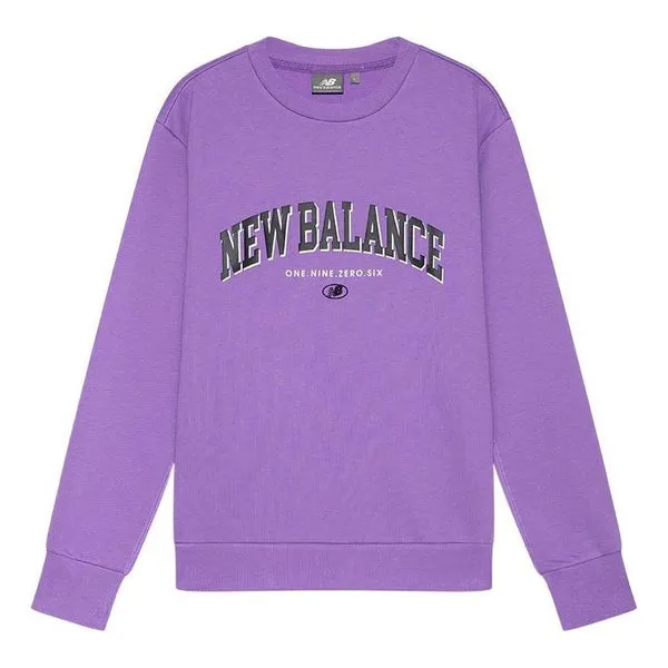 New Balance Unisex Logo Printing Round-neck Sweatshirt Purple, purple