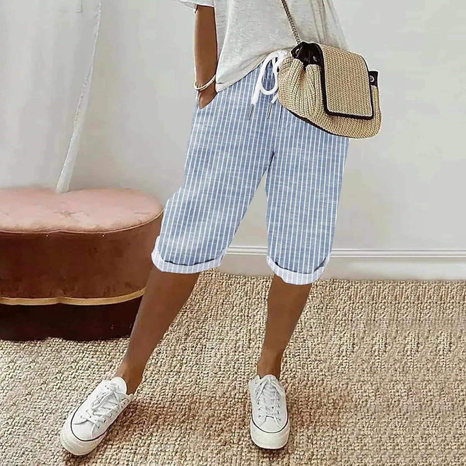 NREALY Linen Shorts for Women 2024 Linen Pants Women Womens Linen Pants Plus Size with Pockets