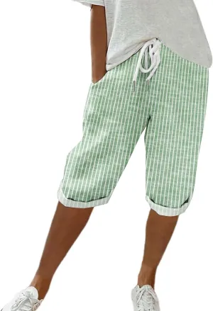 NREALY Linen Shorts for Women 2024 Linen Pants Women Womens Linen Pants Plus Size with Pockets