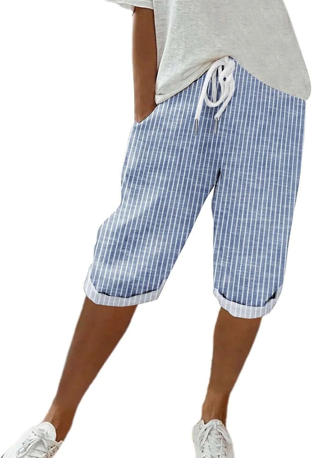 NREALY Linen Shorts for Women 2024 Linen Pants Women Womens Linen Pants Plus Size with Pockets