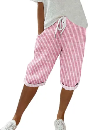 NREALY Linen Shorts for Women 2024 Linen Pants Women Womens Linen Pants Plus Size with Pockets