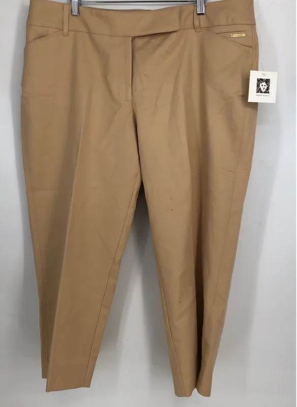 NWT Anne Klein Women's Tan Straight Leg Formal Dress Pants - Size 16W