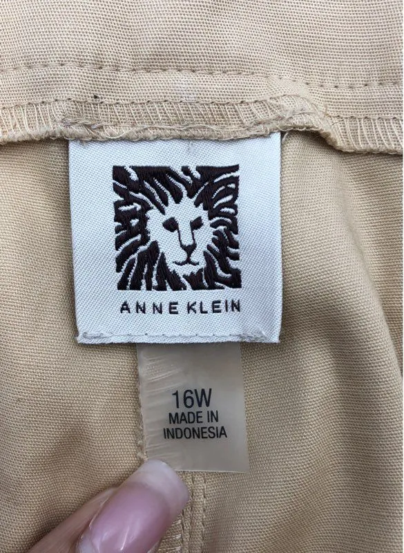 NWT Anne Klein Women's Tan Straight Leg Formal Dress Pants - Size 16W